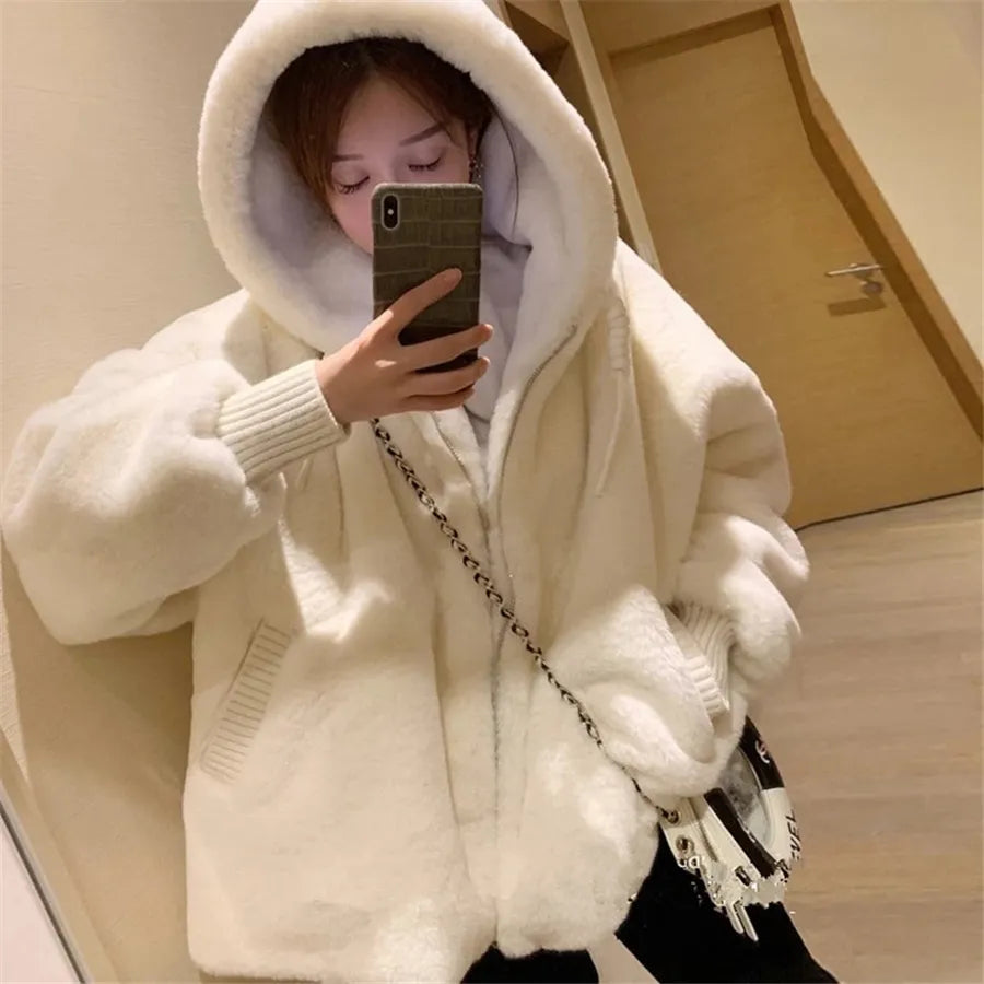 Fuzzy Sherpa Full-zipper Wearable Blanket Hoodie